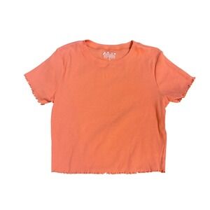 OG Babe Orange Ribbed Lettuce Hem Crop Top T Shirt Size L